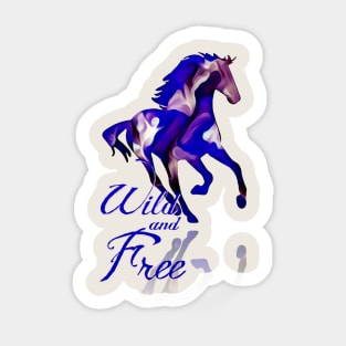 Wild and Free Horse Art - Blue Sticker